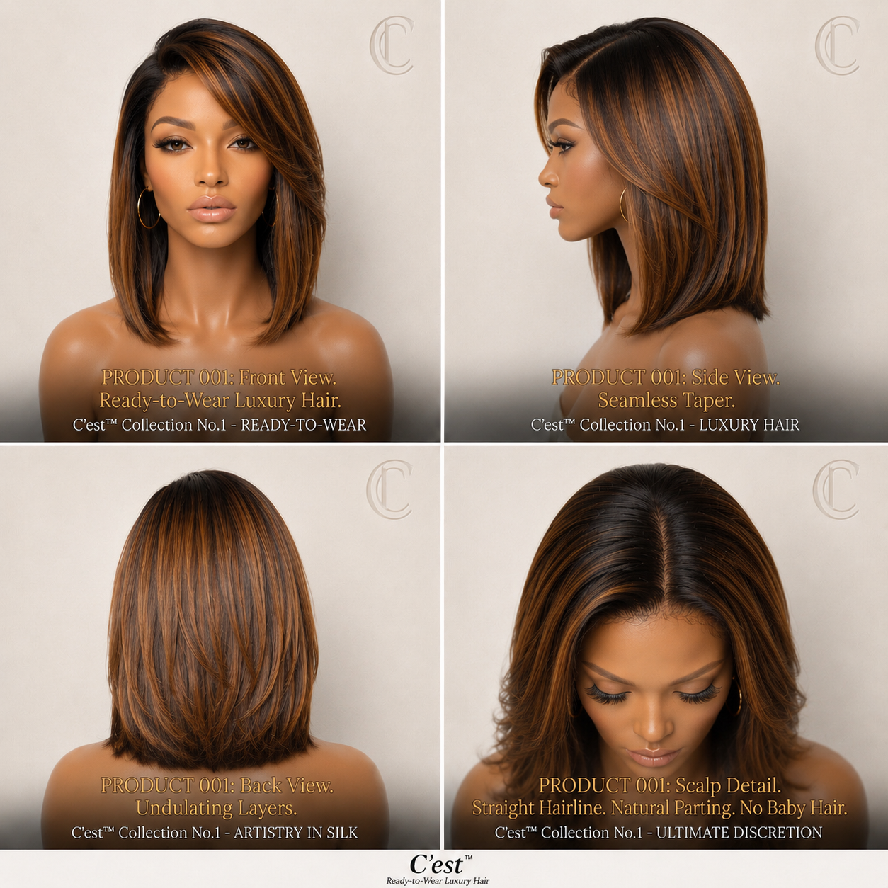 No. 01 — The Executive — front, side, back and scalp detail views