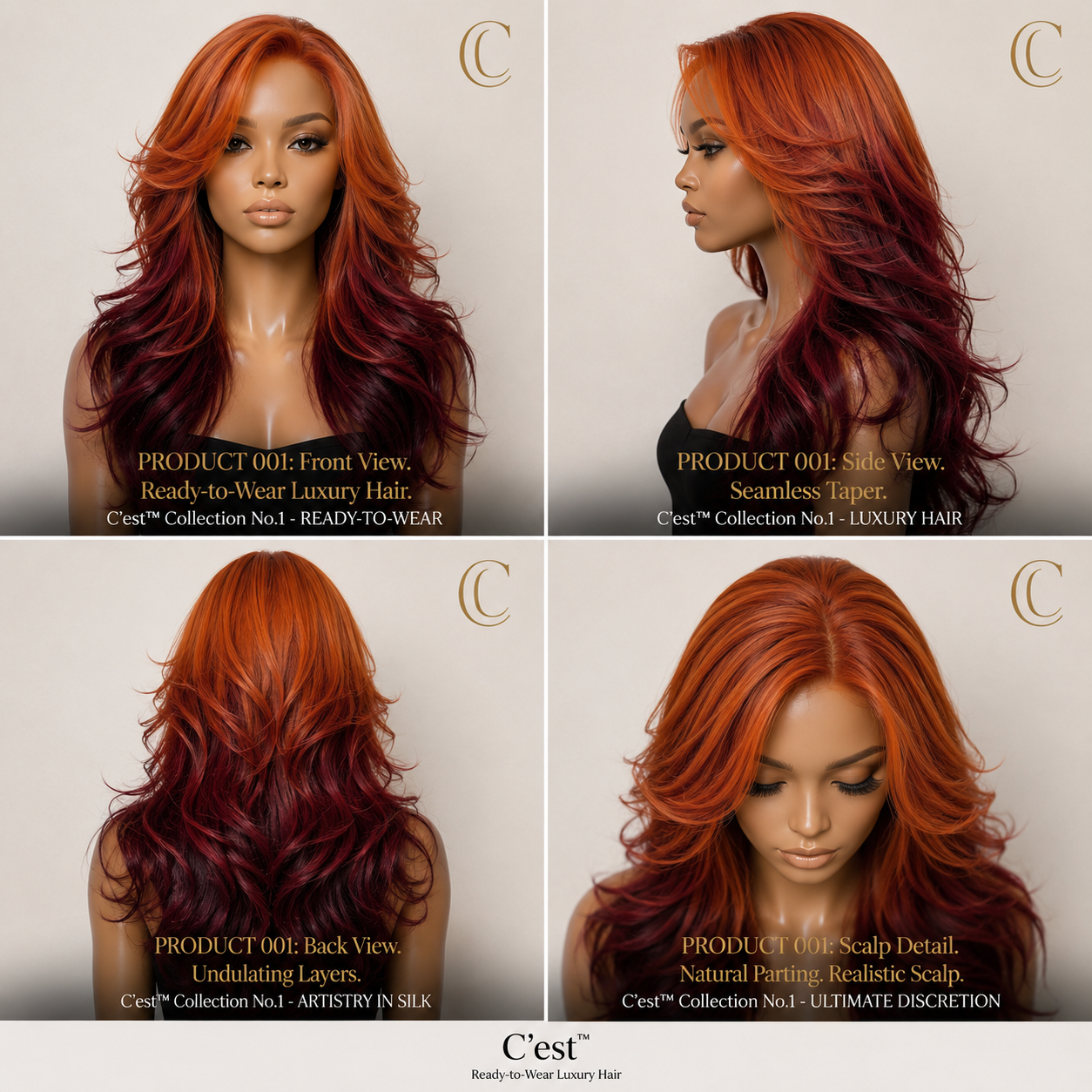 No. 05 — The Statement — front, side, back and scalp detail views