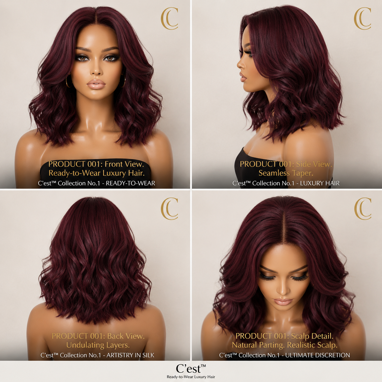 No. 06 — The Sunday Brunch — front, side, back and scalp detail views