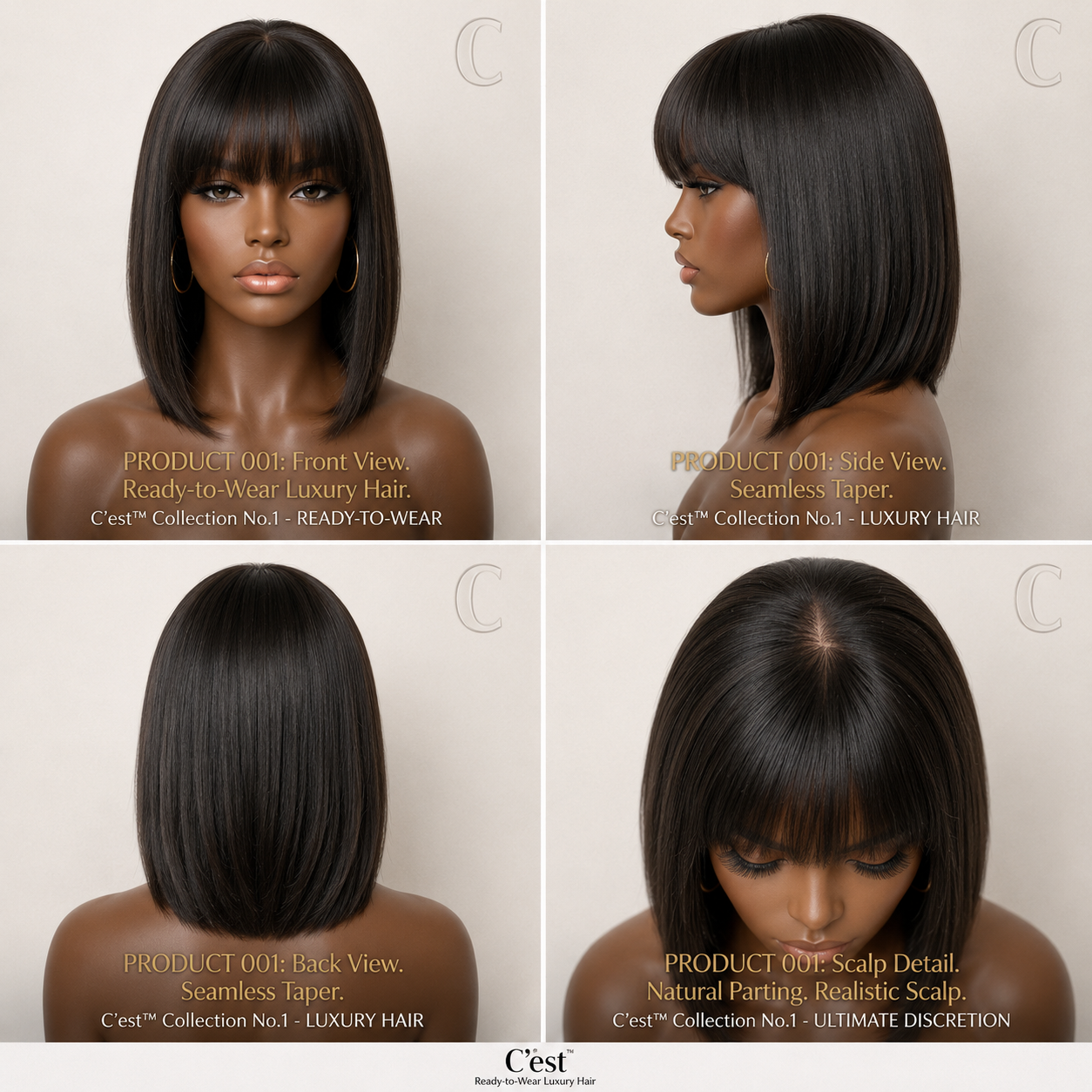No. 02 — The First Lady — front, side, back and scalp detail views