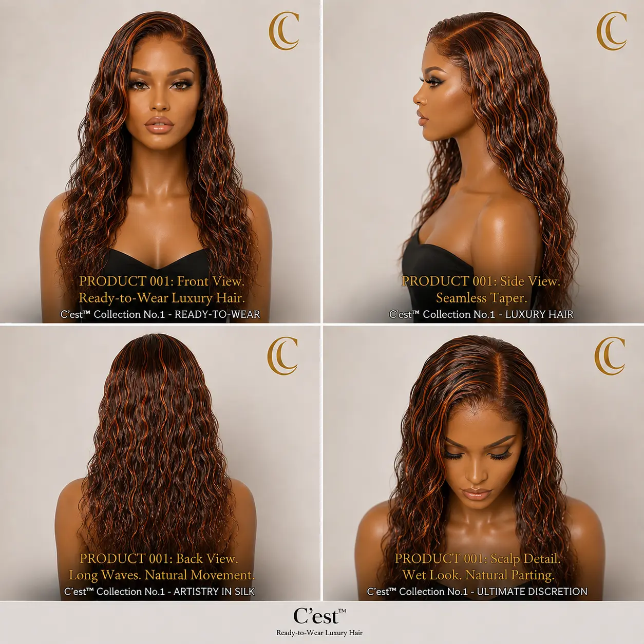 No. 07 — The Cabana — front, side, back and scalp detail views